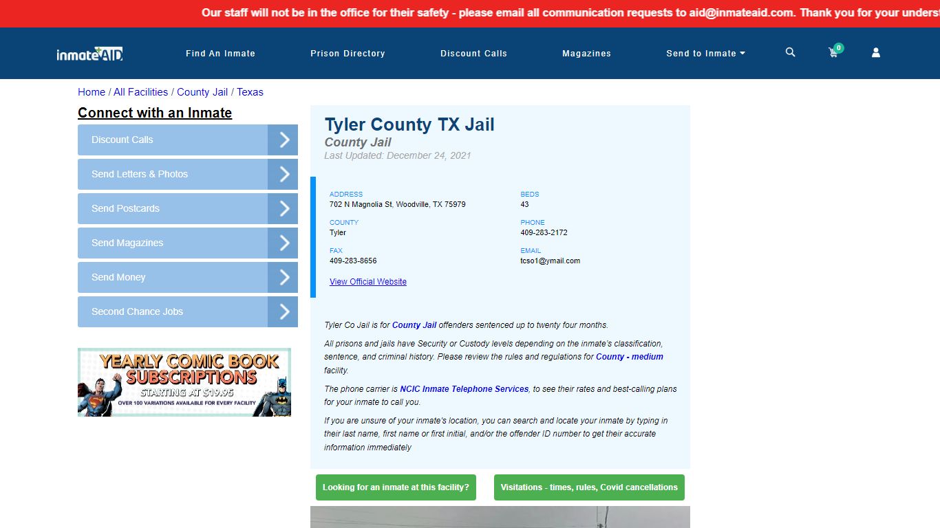 Tyler County TX Jail - Inmate Locator - Woodville, TX