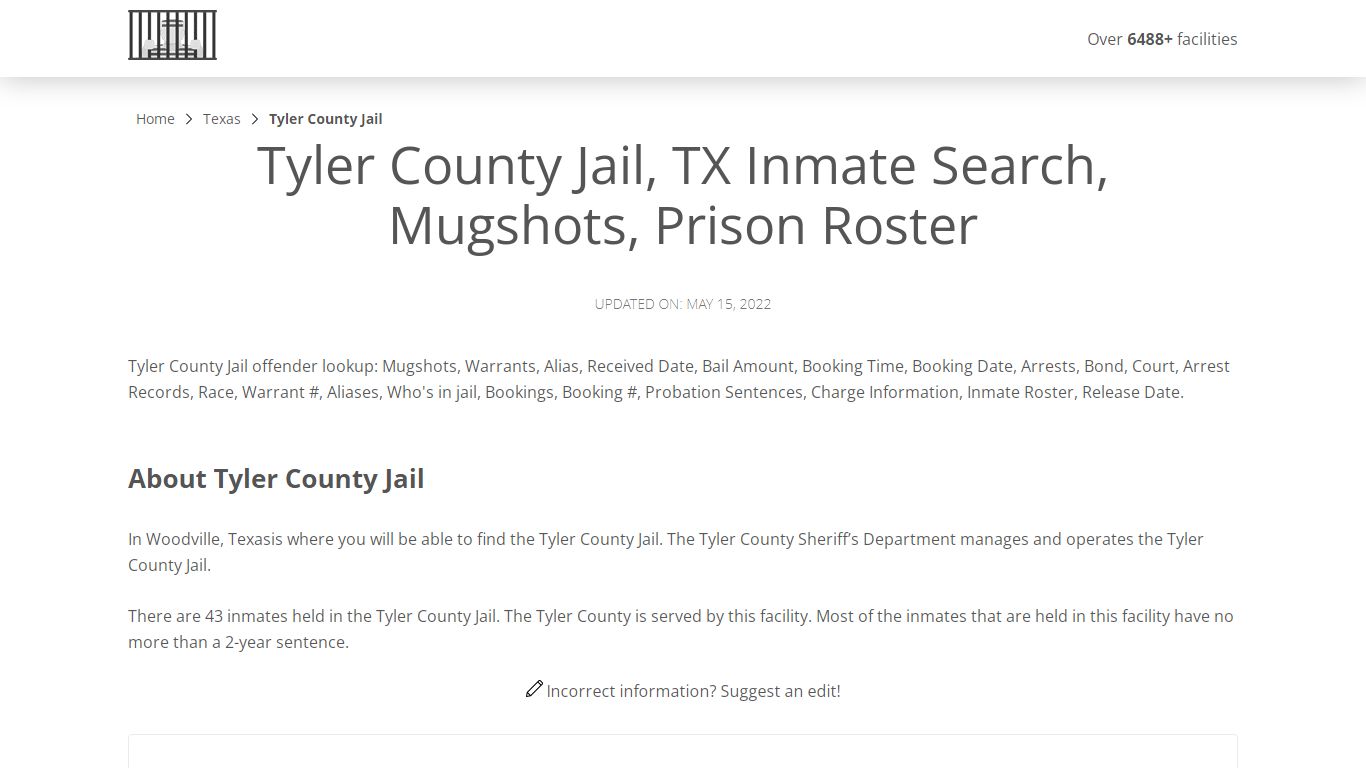 Tyler County Jail, TX Inmate Search, Mugshots, Prison ...