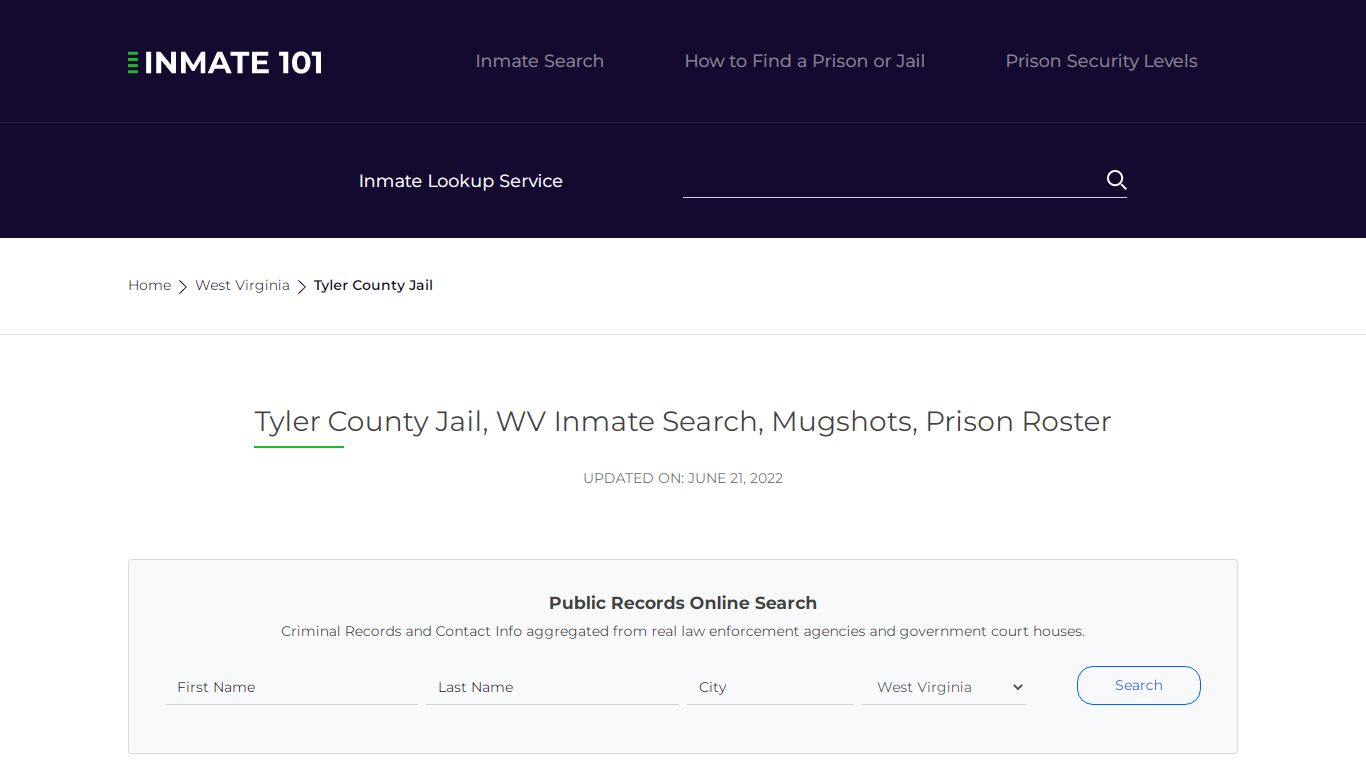 Tyler County Jail, WV Inmate Search, Mugshots, Prison ...